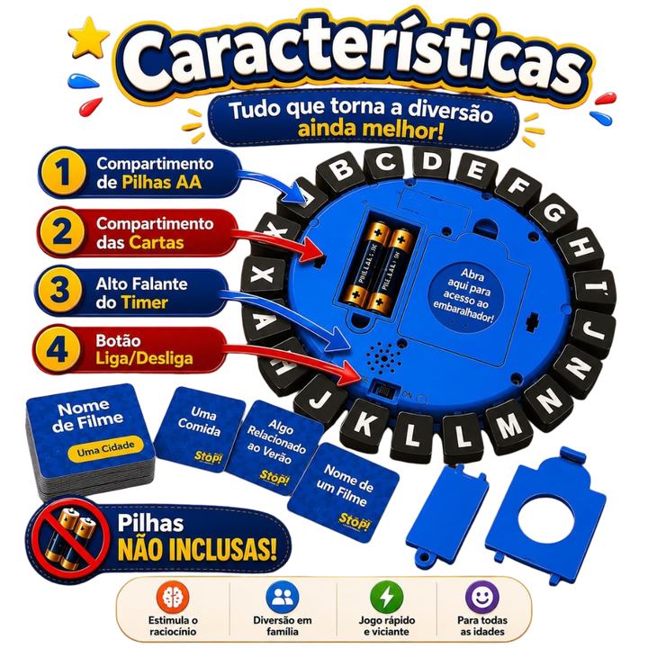Jogo Stop Eletrônico Educativo com Timer de 10 Segundos