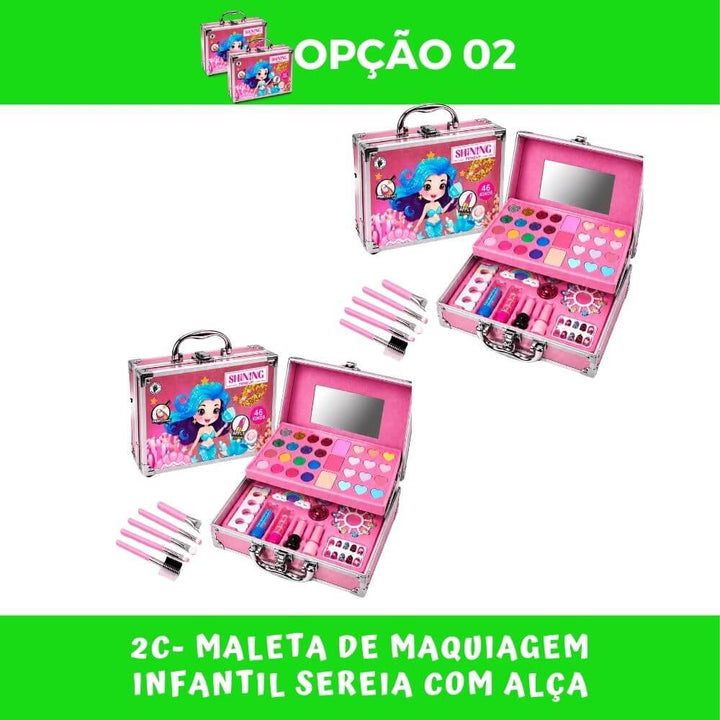 🧜‍♀️Maleta Sereia Fashion 46 Itens com Espelho e Pincéis