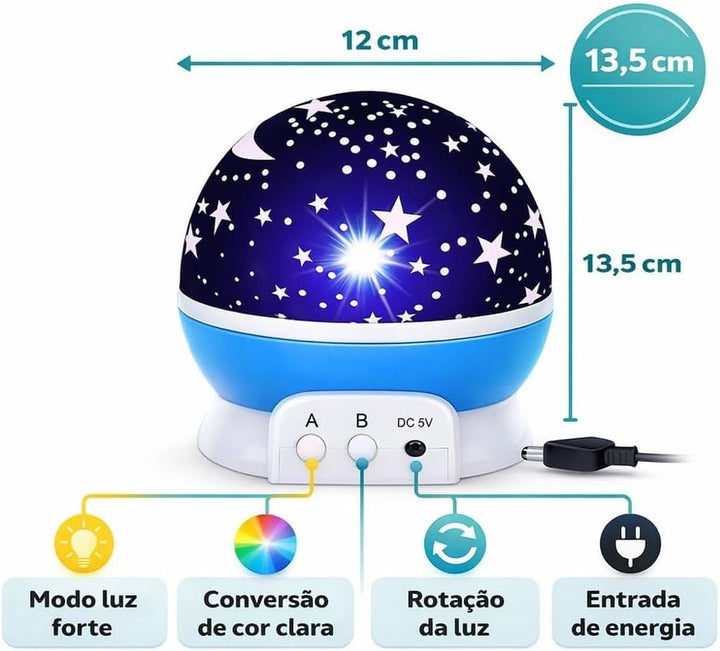 Luminária Projetor Galáxia Led 360° Rgb Usb Infantil Mesa