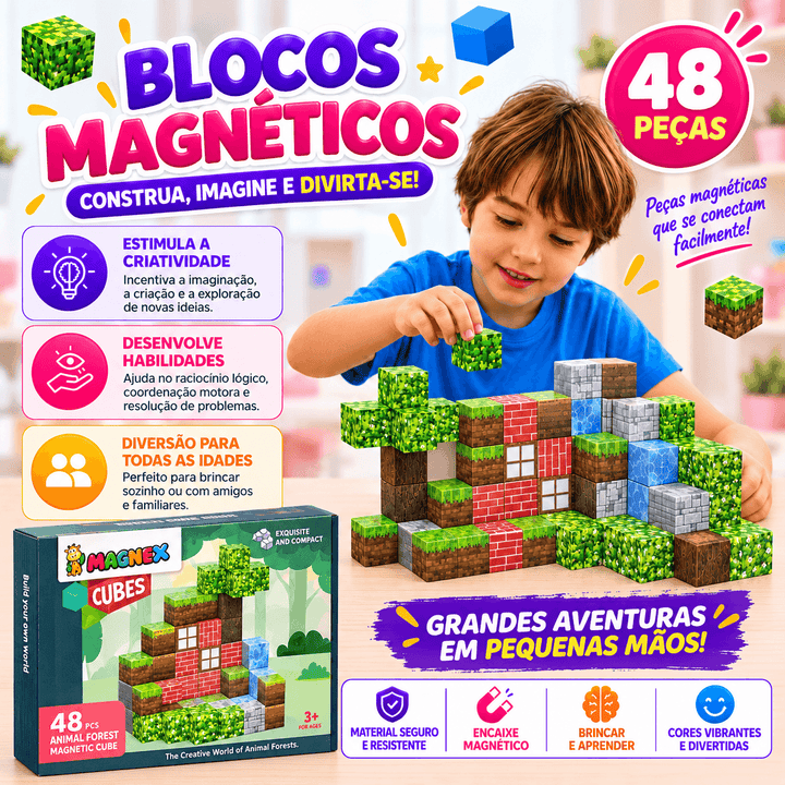 Blocos Magnéticos Crie, Construa e Descubra! 🧠
