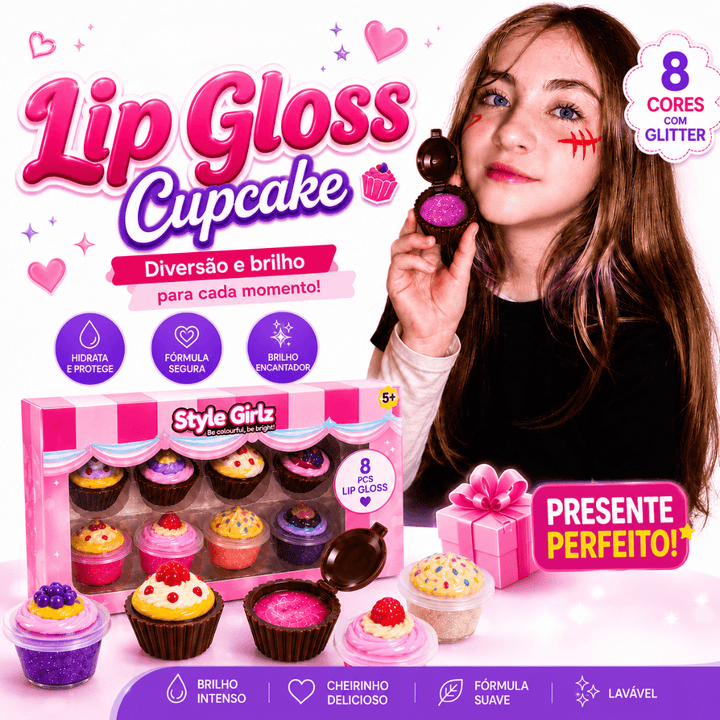 Kit 8 Gloss Infantil Cupcake