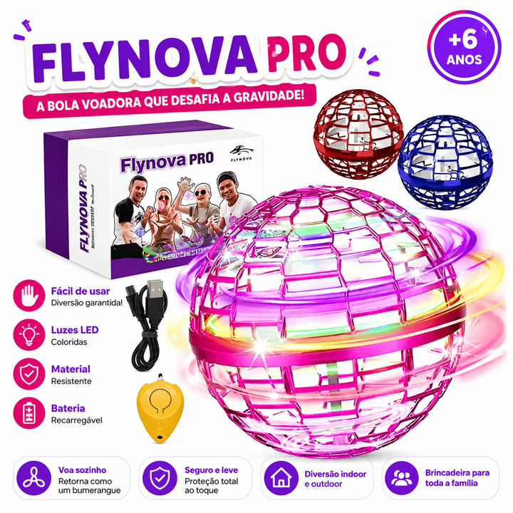 Bola Drone Voador LED Mágico Orb Infantil Spinner Recarrega
