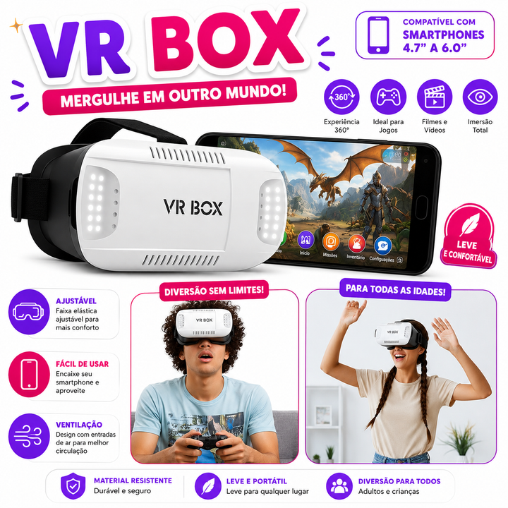 Óculos 3D Realidade Virtual Vr Box + Controle Bluetooth