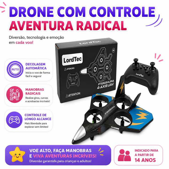 Avião Drone Controle Remoto 2.4ghz 4 Motores