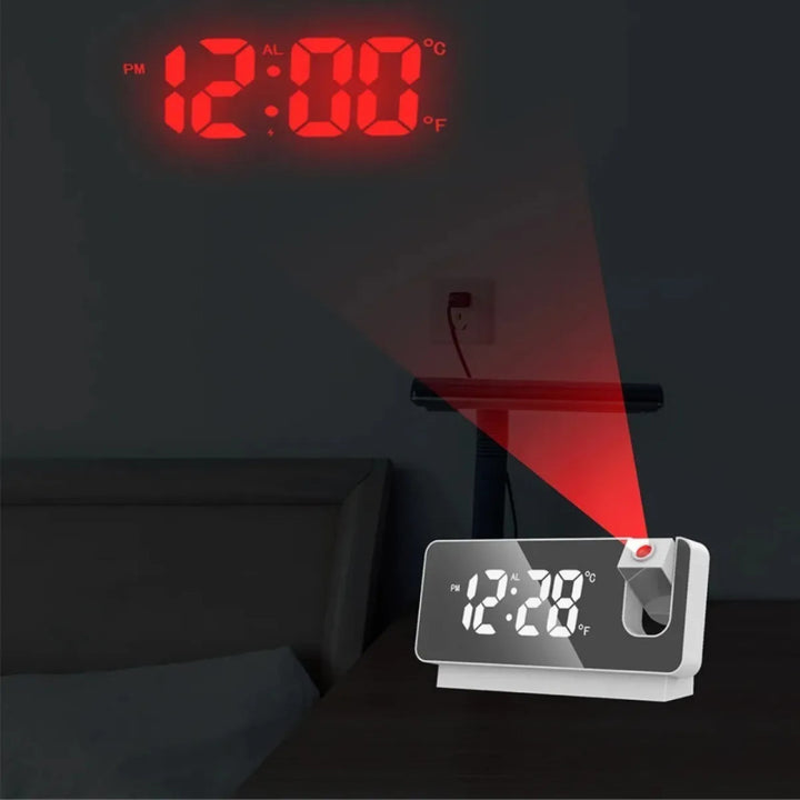 Relógio Despertador Digital Led Projetor De Hora Na Parede