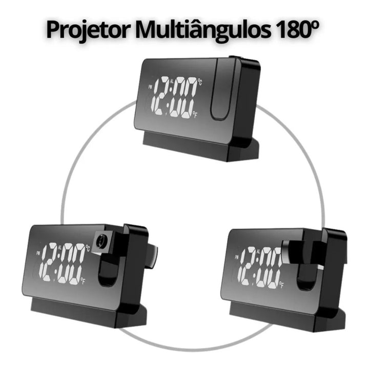 Relógio Despertador Digital Led Projetor De Hora Na Parede
