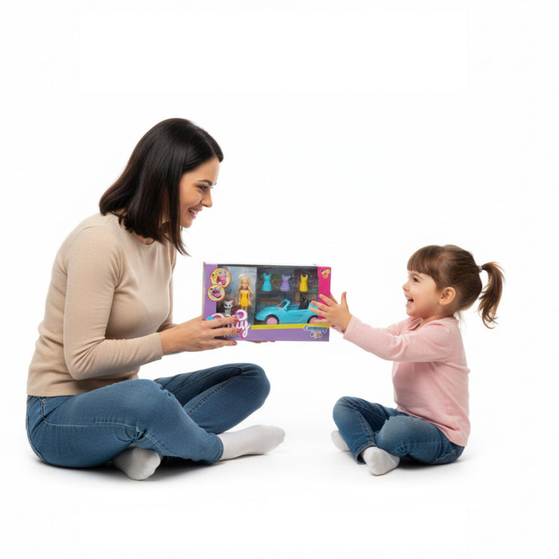 Boneca Polly Patty Com Carro E Acessorios