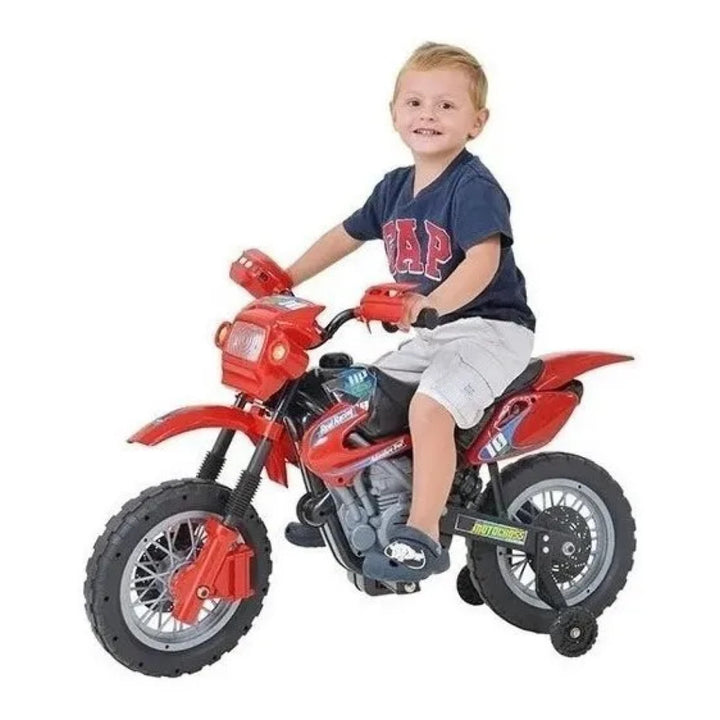 Moto Elétrica Infantil Motocross 6V Recarregável Resistent