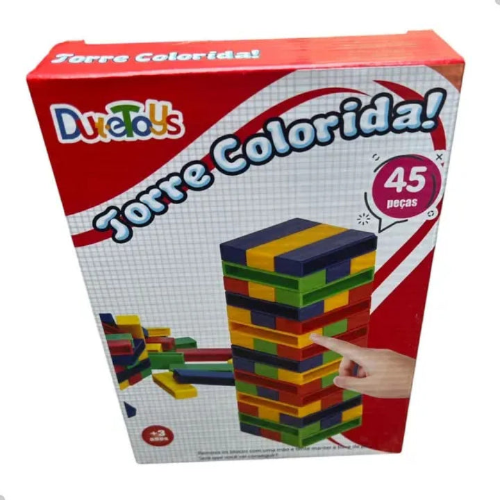Jogo Torre Colorida Caiu Perdeu 45 Peças Infantil