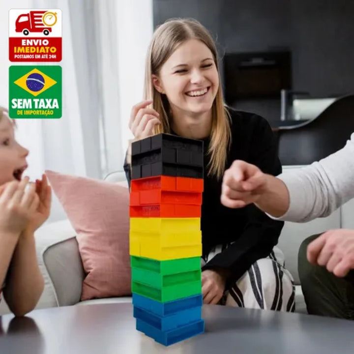 Jogo Torre Colorida Caiu Perdeu 45 Peças Infantil