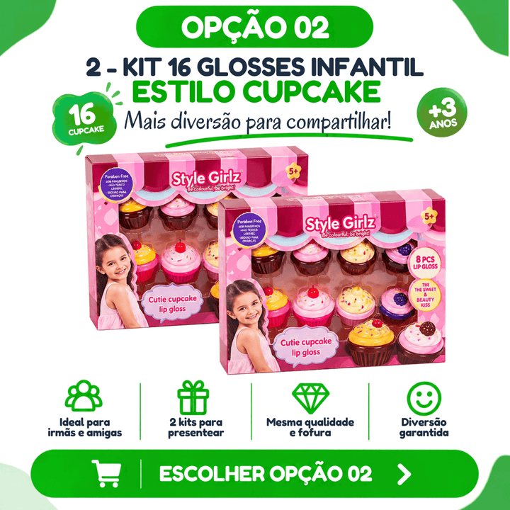 Kit 8 Gloss Infantil Cupcake