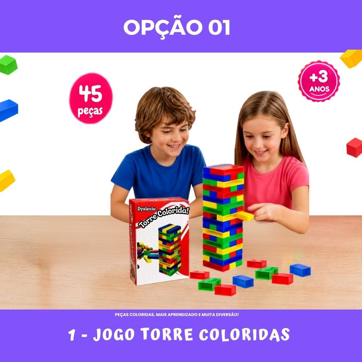 Jogo Torre Colorida Caiu Perdeu 45 Peças Infantil