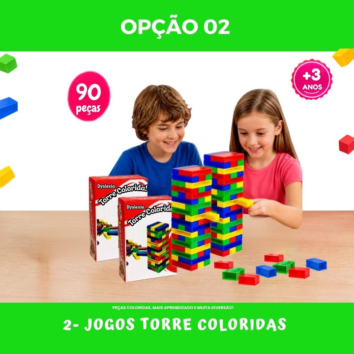 Jogo Torre Colorida Caiu Perdeu 45 Peças Infantil