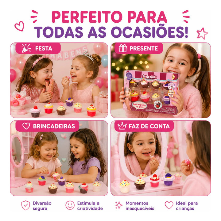Kit 8 Gloss Infantil Cupcake