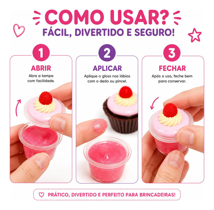 Kit 8 Gloss Infantil Cupcake