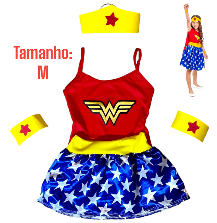 Fantasia Mulher Maravilha Infantil Menina Roupa M