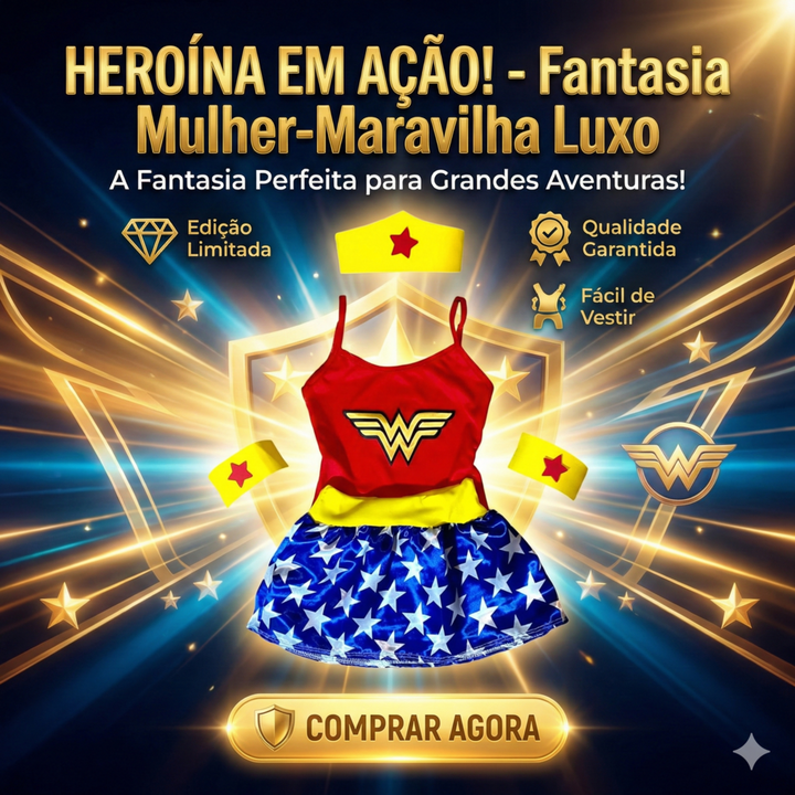 Fantasia Mulher Maravilha Infantil Menina Roupa M