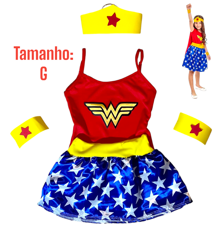 Fantasia Mulher Maravilha Infantil Menina Roupa G
