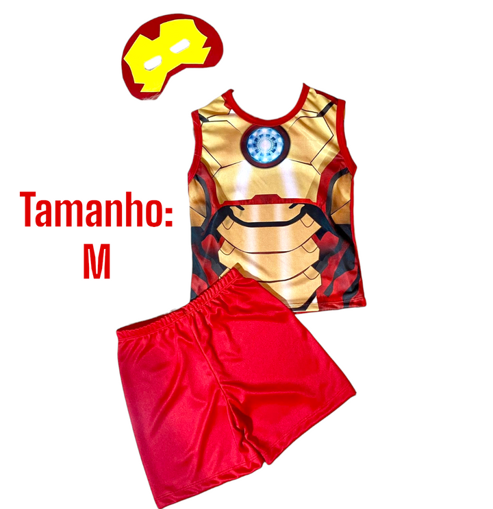 Roupa Infantil Fantasia Homem De Ferro Mascara Carnaval G