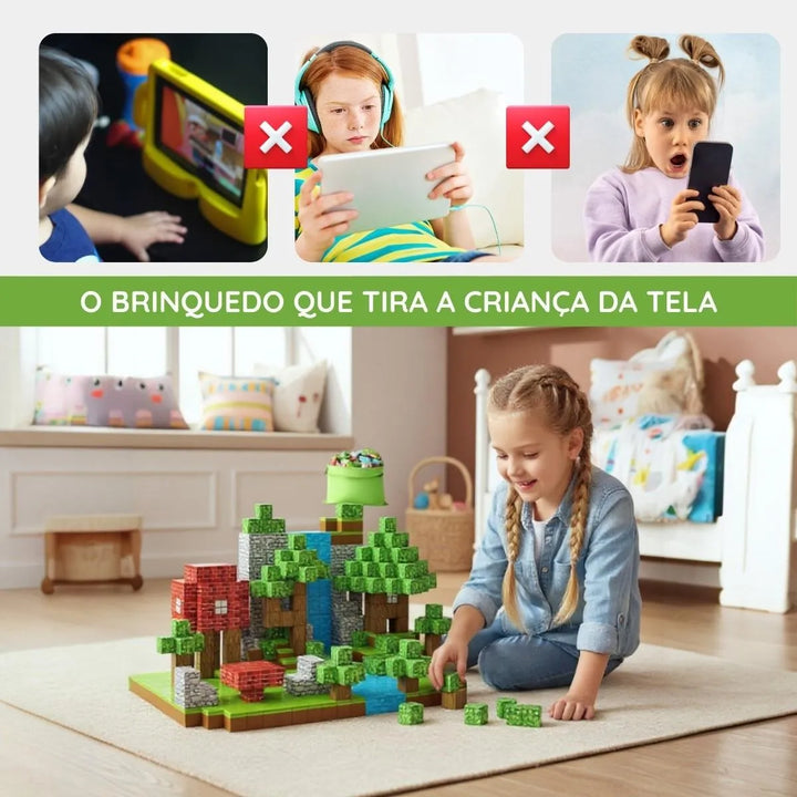 Kit 80 Blocos Magnéticos Cubos Fazenda 80 Peças