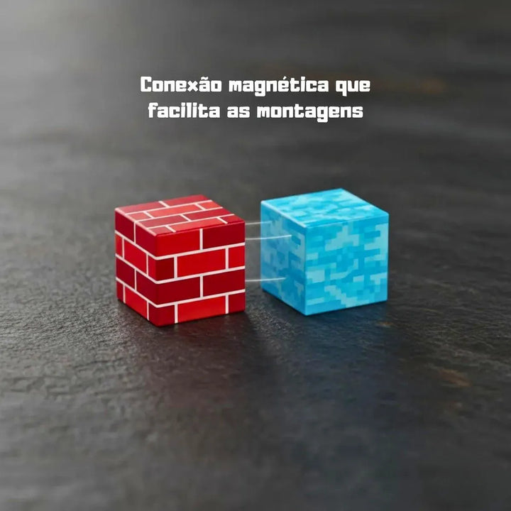 Kit 80 Blocos Magnéticos Cubos Fazenda 80 Peças