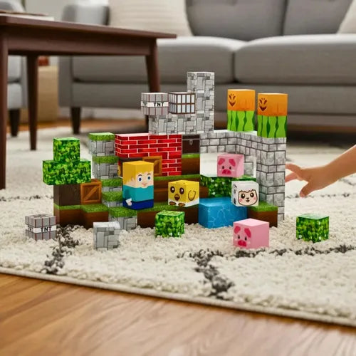 Kit 80 Blocos Magnéticos Cubos Fazenda 80 Peças