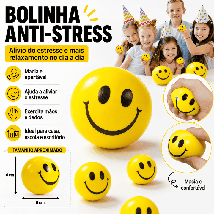 Squishy Bolinha Anti-Stress Emoji Amarela Macia Apertável