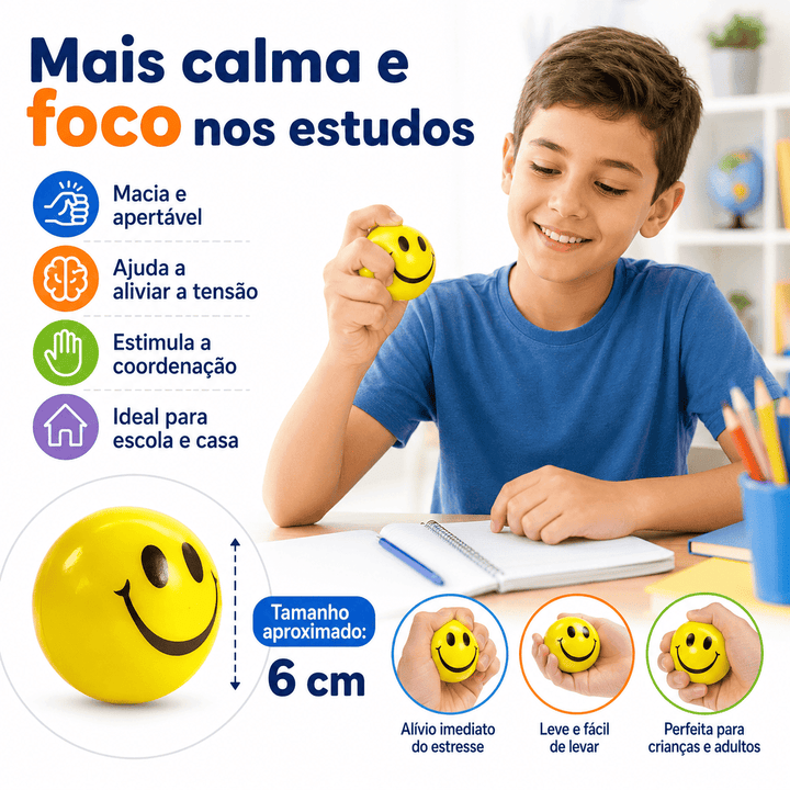 Squishy Bolinha Anti-Stress Emoji Amarela Macia Apertável