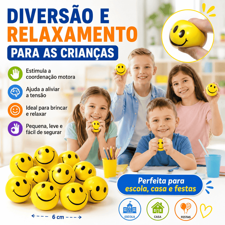 Squishy Bolinha Anti-Stress Emoji Amarela Macia Apertável
