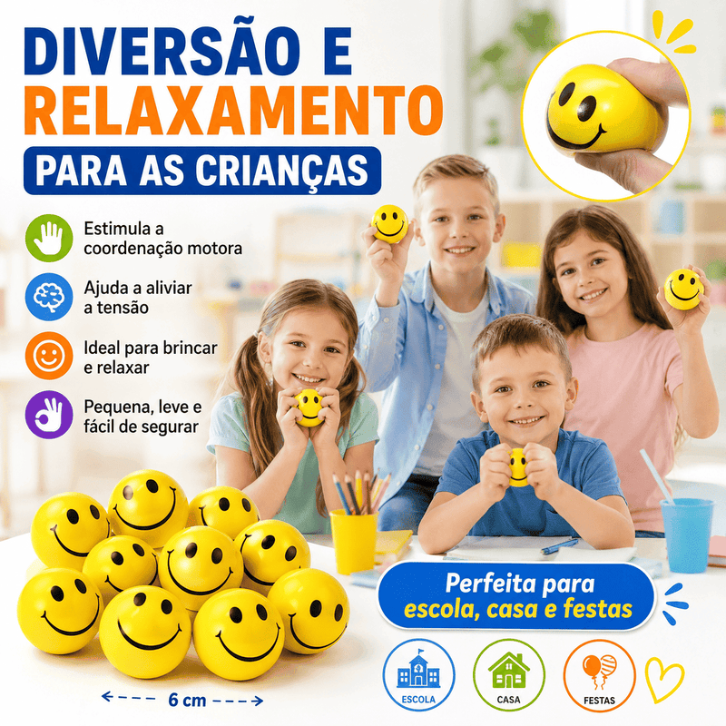 Squishy Bolinha Anti-Stress Emoji Amarela Macia Apertável