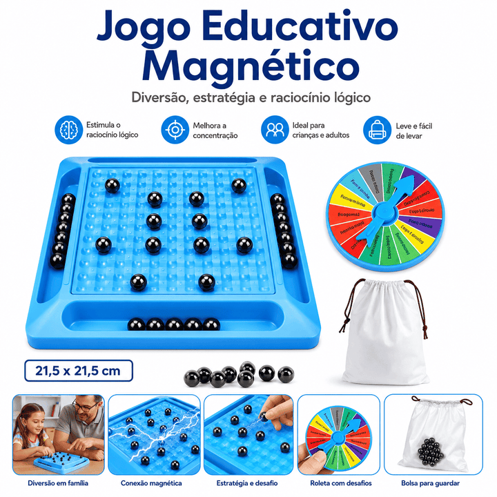 Tabuleiro Jogo Educativo com Esfera Magnética de Estratégia