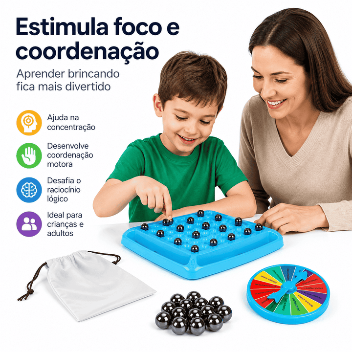 Tabuleiro Jogo Educativo com Esfera Magnética de Estratégia