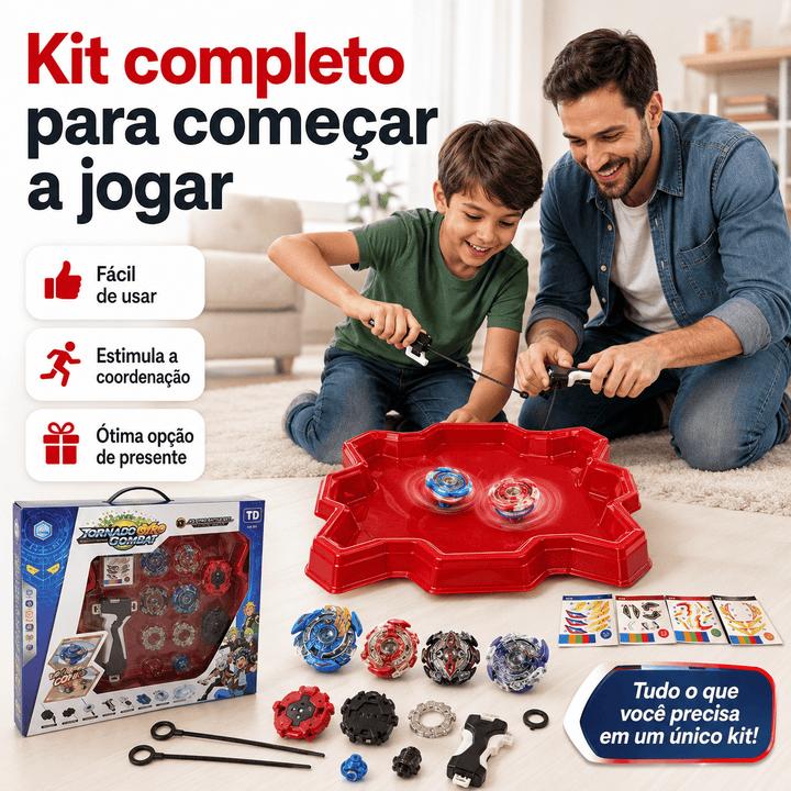 Kit Arena de Batalha Beyblade Piões Lançadores e Acessórios