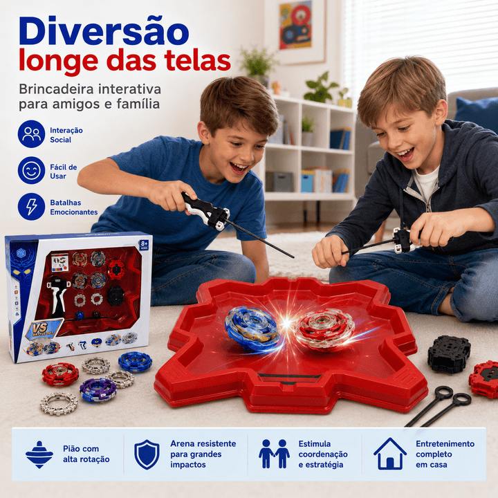 Kit Arena de Batalha Beyblade Piões Lançadores e Acessórios