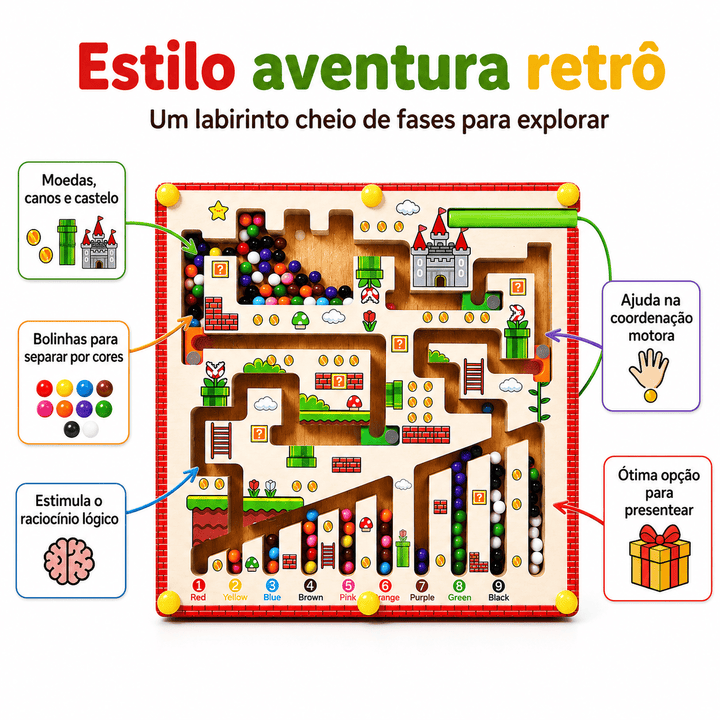 Jogo Aventura Game Retrô Labirinto Magnético Reino Mágico