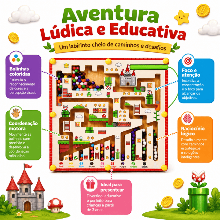 Jogo Aventura Game Retrô Labirinto Magnético Reino Mágico