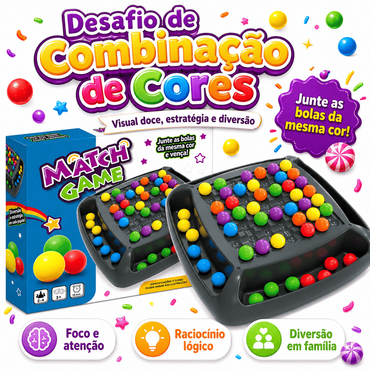 Jogo Match Game Crush Combinação de Cores Puzzle Infantil