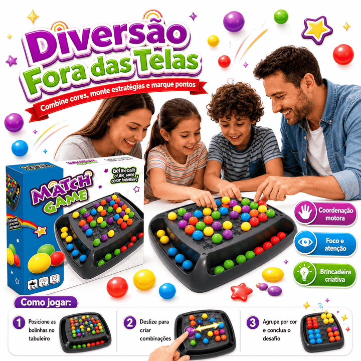Jogo Match Game Crush Combinação de Cores Puzzle Infantil