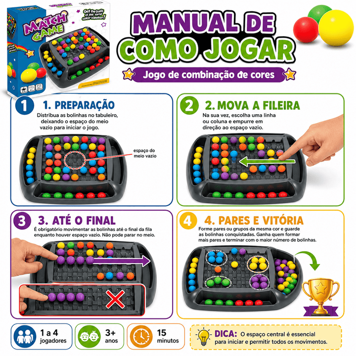 Jogo Match Game Crush Combinação de Cores Puzzle Infantil