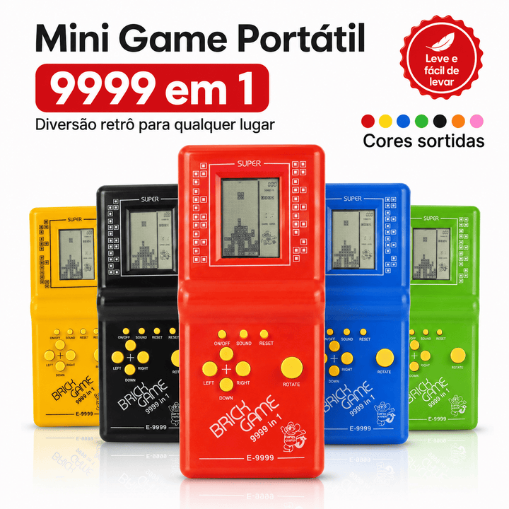 Mini Game Portátil Brick Game 9999 em 1 Retrô Tetris
