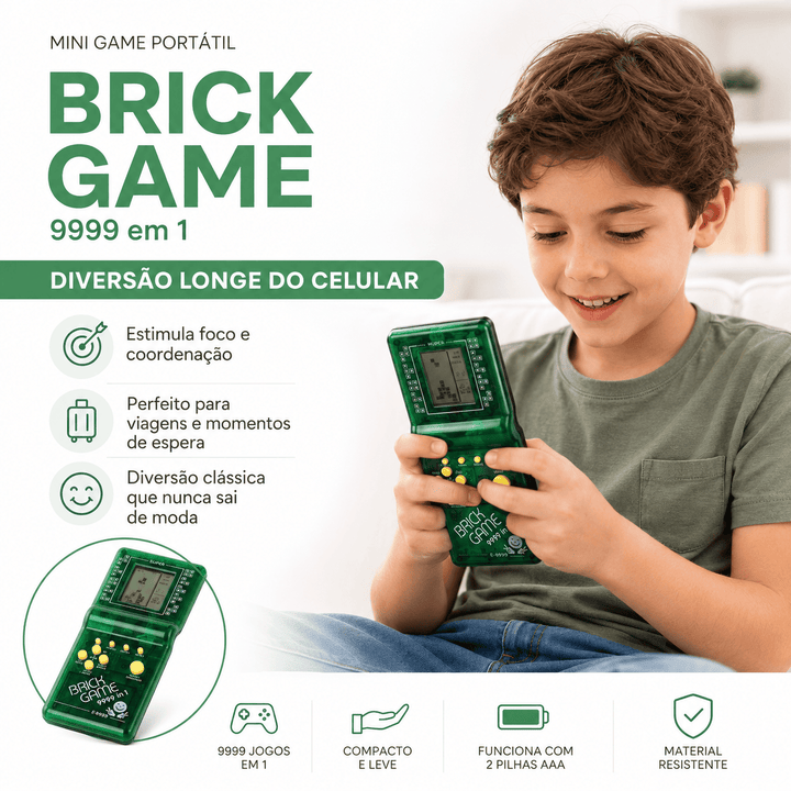 Mini Game Portátil Brick Game 9999 em 1 Retrô Tetris