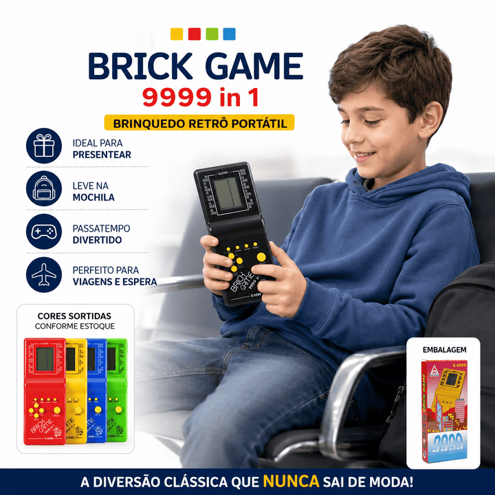 Mini Game Portátil Brick Game 9999 em 1 Retrô Tetris