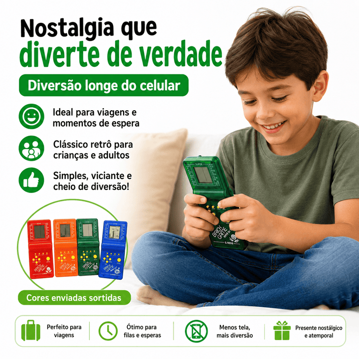 Mini Game Portátil Brick Game 9999 em 1 Retrô Tetris