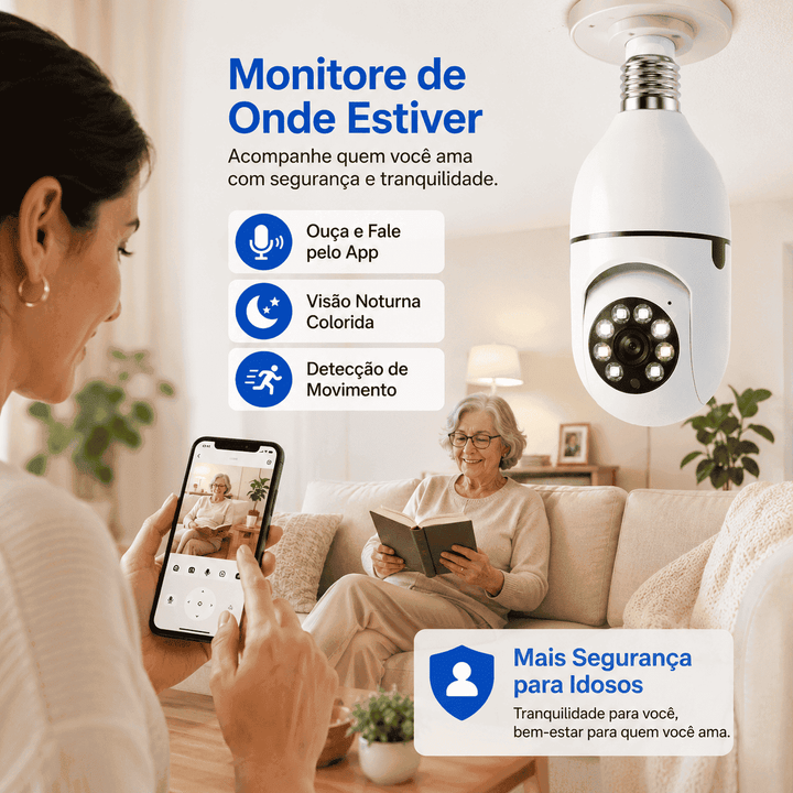Câmera Lâmpada Smart Wi-Fi Proteja Sua Casa Pelo Celular