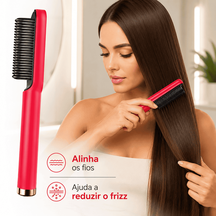 Escova Top Pente Alisador Cabelo Antifrizz Bivolt
