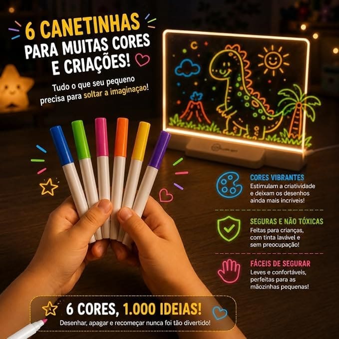 Lousa Mágica LED USB - Escreva, Apague e Crie!