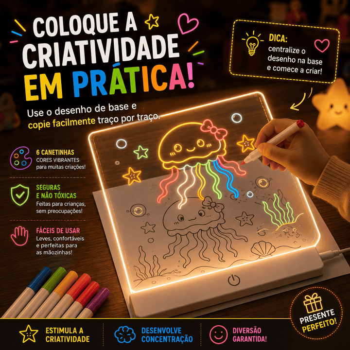 Lousa Mágica LED USB - Escreva, Apague e Crie!