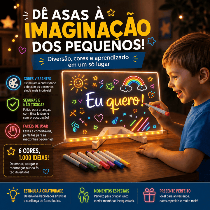 Lousa Mágica LED USB - Escreva, Apague e Crie!
