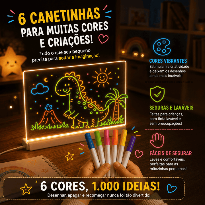 Lousa Mágica LED USB - Escreva, Apague e Crie!