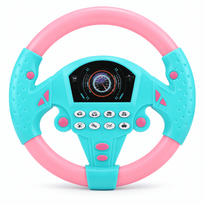 Volante Rosa Infantil Interativo com Som Ventosa Brinquedo